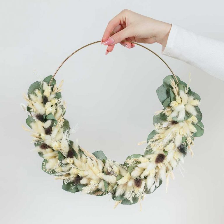 Coroniță decorativă Greenest cu plante uscate și stabilizate