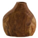 Vază decorativă din lemn de tec – 19x9x19 cm,