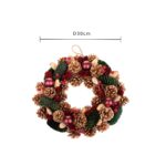 Coroniță de Crăciun cu conuri naturale, globuri roșii și accente decorative – 30 cm