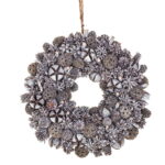 Coroniță de Crăciun „Grey Christmas” cu conuri și accente metalizate