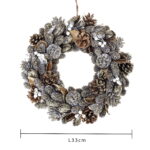 Coroniță de Crăciun „White Christmas” cu conuri naturale, accente aurii și efect de zăpadă - imagine 2