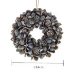Coroniță de Crăciun „White Christmas” cu conuri naturale și efect de ninsoare – 24 cm - imagine 2