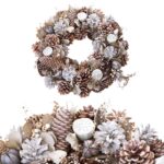 Coroniță de Crăciun cu conuri albe și accente naturale – 36 cm - imagine 3