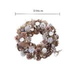 Coroniță de Crăciun cu conuri albe și accente naturale – 36 cm