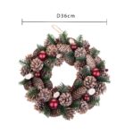 Coroniță Crăciun cu conuri, ramuri de brad și globuri roșii – 36 cm - imagine 2