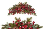 Aranjament de Crăciun „Garland Christmas” cu ramuri de brad, conuri și accente decorative roșii – 66 cm