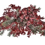 Aranjament de Crăciun „Garland Christmas” cu ramuri de brad, conuri și bobițe roșii cu efect de zăpadă – 66 cm