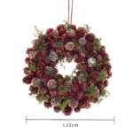 Coroniță Crăciun cu conuri roșii și aurii – 25 cm