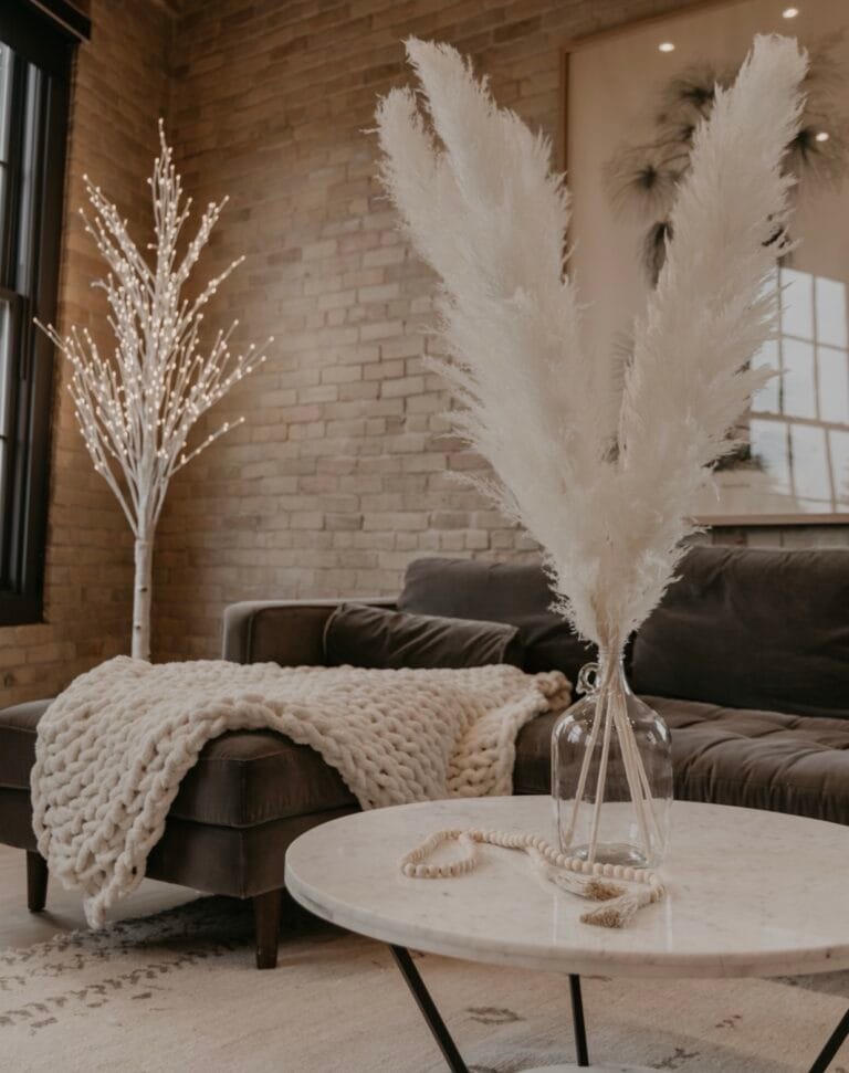 Pampas alb stabilizat Fluffy –115 cm