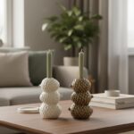 Suport Lumânare Ceramică Con de Pin 19 cm