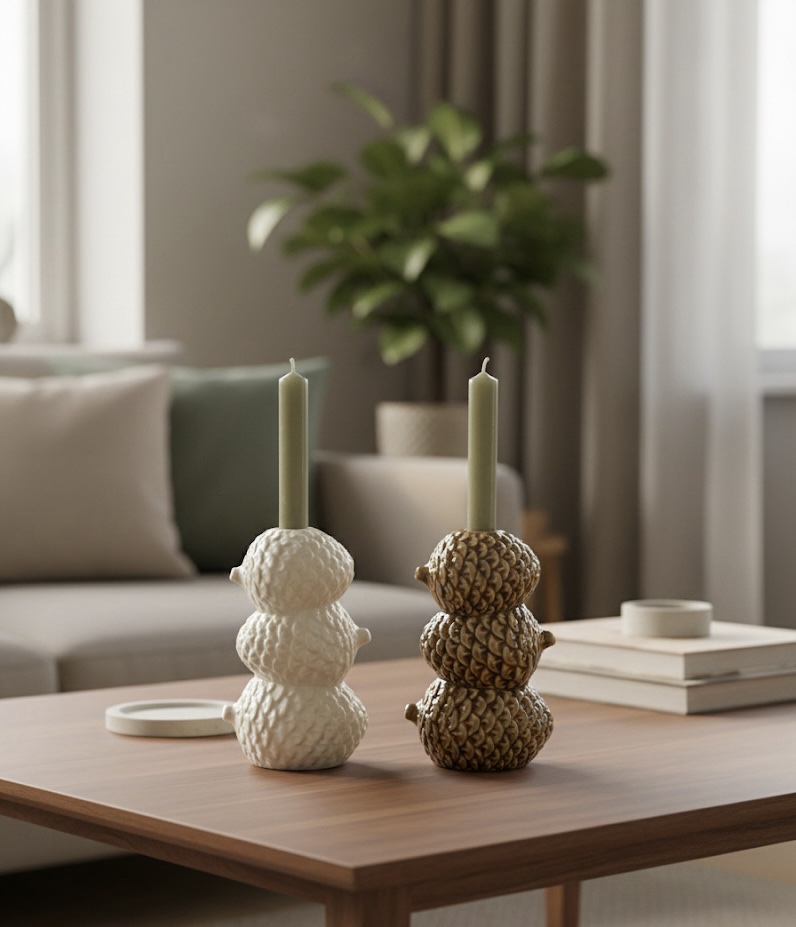 img_0095-2 Suport Lumânare Ceramică Con de Pin 19 cm - imagine 1