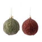 Set de 4 globuri catifea texturată 10 cm